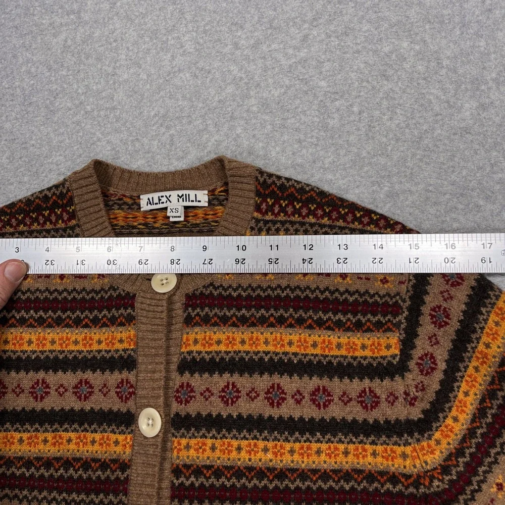 Alex Mill Francis Cardigan Womens XS Fair Isle Extrafine Merino Wool Sweater - Picture 5 of 12